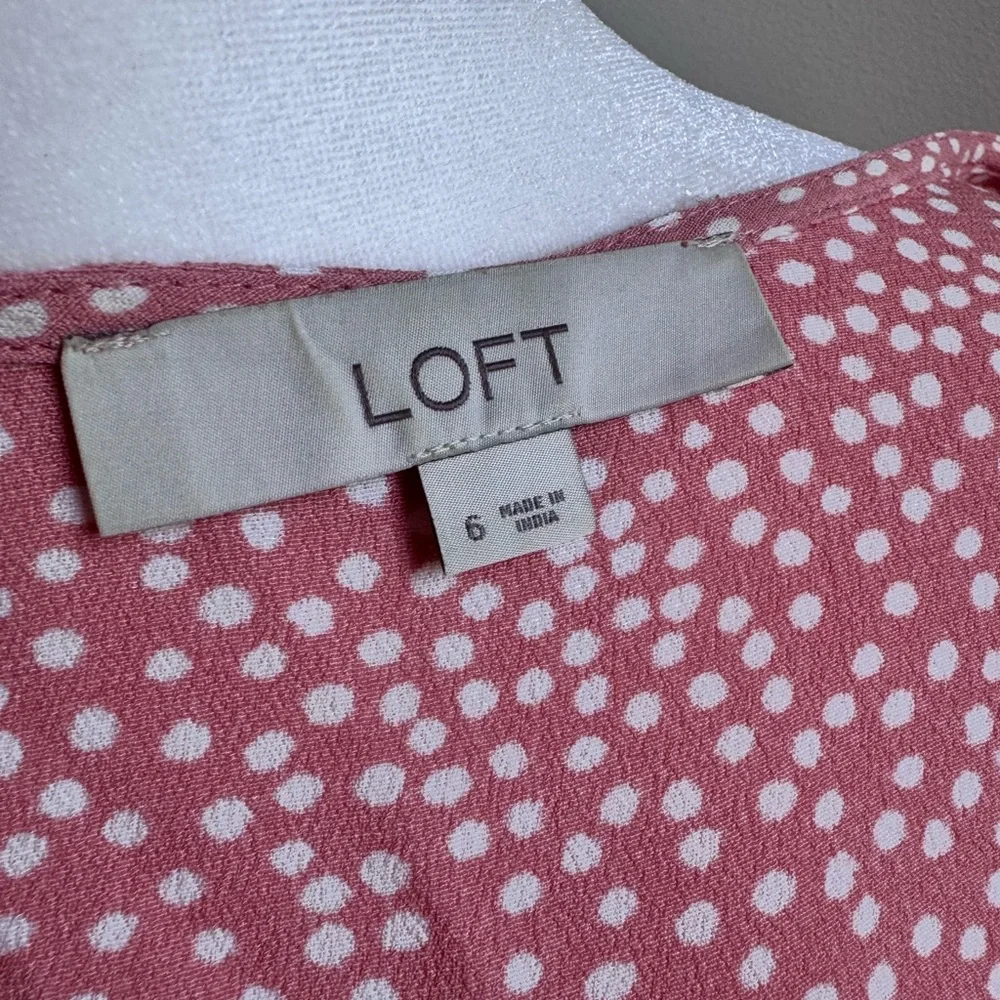 LOFT Coral Pink‎ Button-Front Peplum Blouse Women’s Size 6